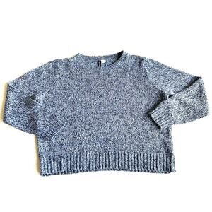 H&M Divided Sweater Women's Marbled Blue & White Knit Size Large